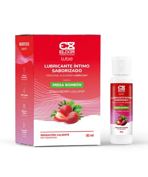 Lubricante Caliente Saborizado Elixir X30 ml Fresa Bombon